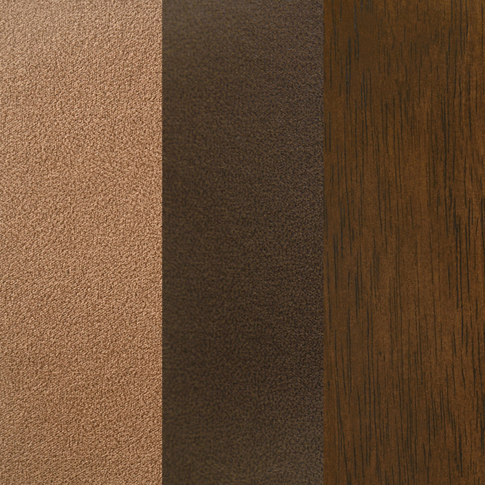 Set of two CoasterEveryday Randolph upholstered counter height chairs with butterscotch and brown fabric, featuring cushioned seats and wooden legs.