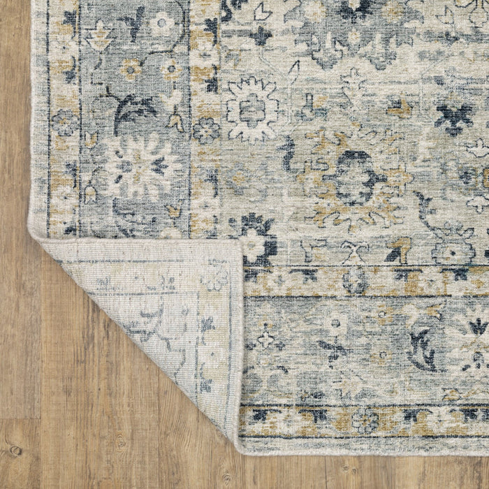 10' Oriental Hand Tufted Runner Rug - Gray And Blue