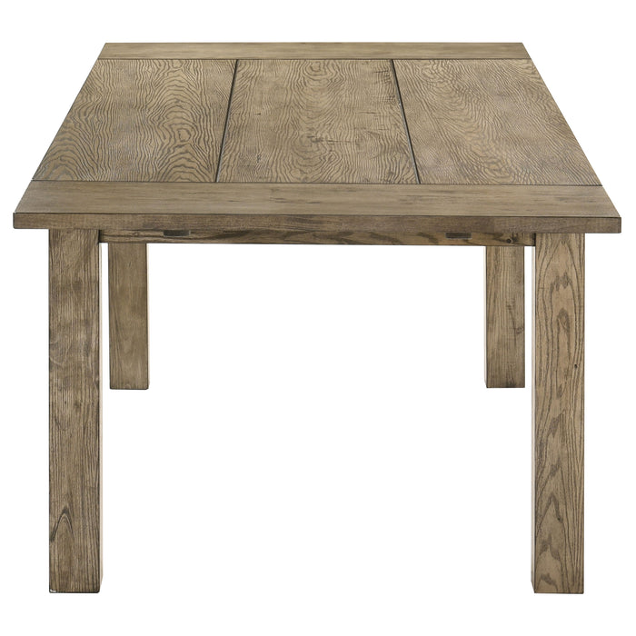 CoasterEveryday Cardova 5-piece extension dining table set in Vineyard Oak with matching chairs and table extension.