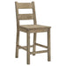 CoasterEveryday Cardova 5-piece counter height dining table set in Vineyard Oak with matching chairs and table surface.