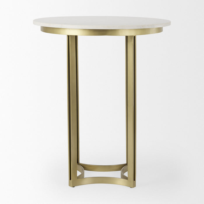 36" Marble Pedestal Base Round Top Dining Table - Gray