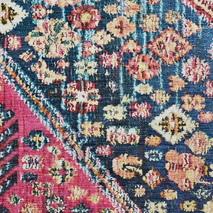 10' X 14' Geometric Washable Area Rug With UV Protection (705191) - Teal / Merlot / Ivory