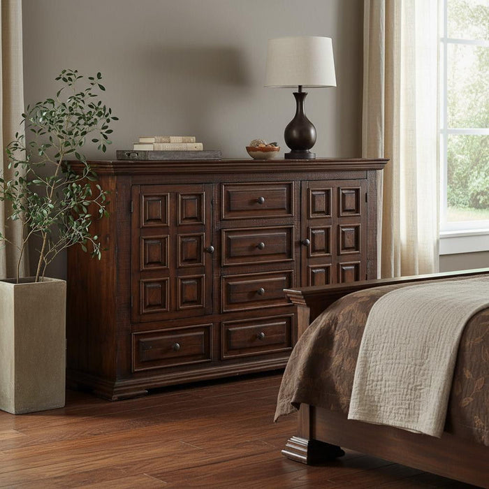 Solid Wood Six Drawer Triple Dresser - Chocolate