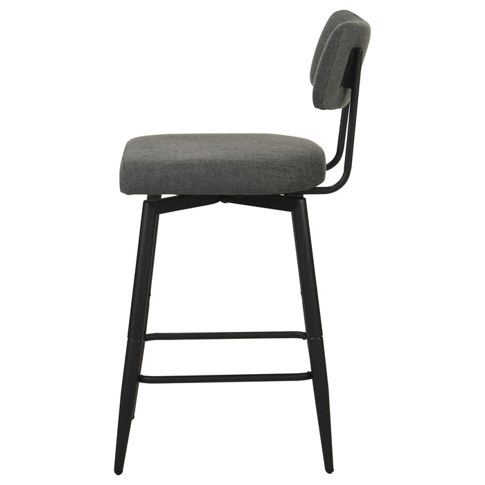 Levine Fabric Upholstered Swivel Counter Chair Black Grey (Set of 2)