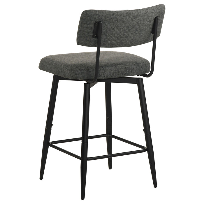Levine Fabric Upholstered Swivel Counter Chair Black Grey (Set of 2)