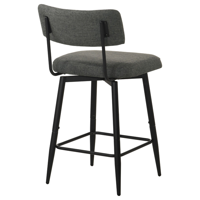 Levine Fabric Upholstered Swivel Counter Chair Black Grey (Set of 2)