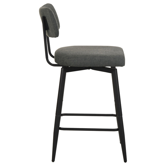 Levine Fabric Upholstered Swivel Counter Chair Black Grey (Set of 2)