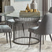 Granvia round 54-inch glass top metal dining table in gunmetal finish, modern CoasterEveryday furniture for dining room decor
