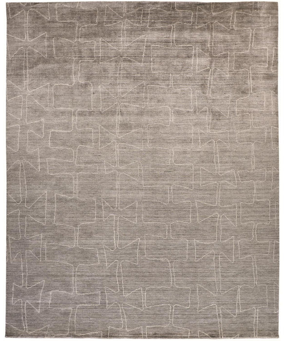 5' x 8' Abstract Hand Woven Area Rug - Gray Taupe And Ivory