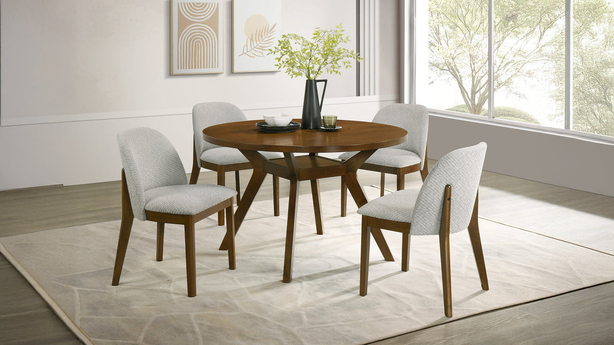 Mueller 5-piece 48-inch Round Dining Set Brown and Beige