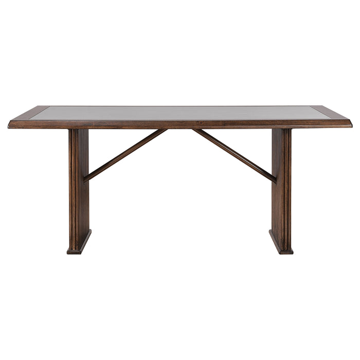 Brown Sherwood 5-piece rectangular dining table set by CoasterEveryday with matching chairs, modern wood finish, and sturdy design.