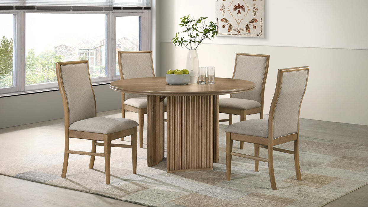 Adina 5-piece Round Dining Table Set Distressed Light Brown
