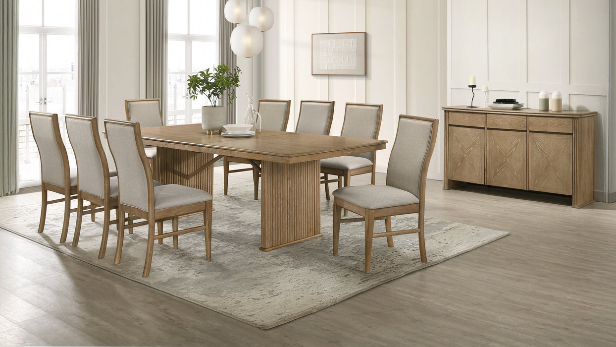 Adina 10-piece Extension Dining Set Distressed Light Brown