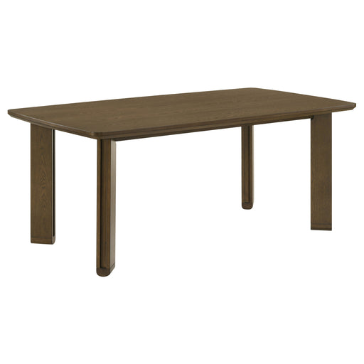 Ottowa 71-inch rectangular brown wood dining table by CoasterEveryday, showcasing a sturdy table with smooth wood finish.