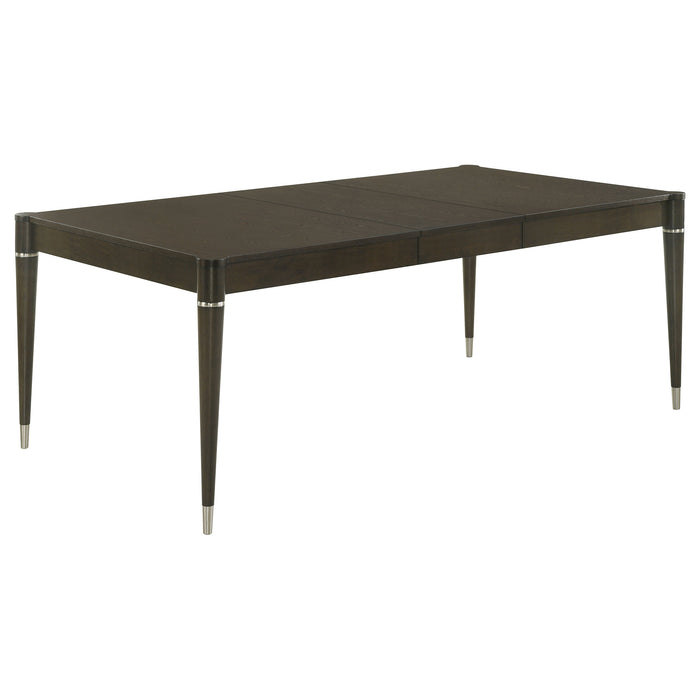 Ash brown Reseda 81-inch extension leaf dining table by CoasterEveryday with a sturdy wooden surface and extension mechanism.
