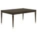Ash brown Reseda 81-inch extension leaf dining table by CoasterEveryday, showcasing its elegant wooden surface and extended length.