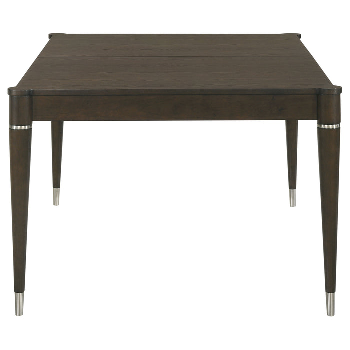 Ash brown Reseda 81-inch extension leaf dining table by CoasterEveryday, showing the sleek wood surface and extended length.