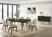 Ash brown Reseda 81-inch extension leaf dining table by CoasterEveryday, showcasing the wood grain and extendable design.