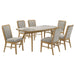 CoasterEveryday Croyden 7-piece rectangular dining set with weathered natural finish, including table and six chairs.
