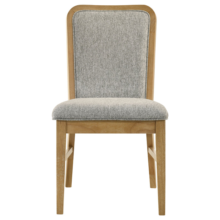 Weathered natural Croyden 7-piece rectangular dining set by CoasterEveryday, featuring wooden chairs and table for family meals.