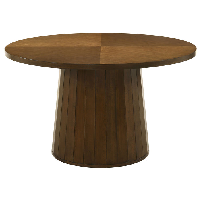 Galindo 5-piece 52-inch Round Dining Set Light Grey and Walnut