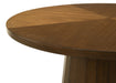 Round walnut veneer dining table by CoasterEveryday, 52-inch diameter with a smooth wood grain finish and sturdy wooden legs.