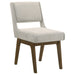 Pair of Galindo upholstered dining side chairs in light grey with wooden legs, designed for comfortable seating in modern dining rooms.