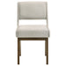 Set of two Galindo upholstered dining side chairs in light grey fabric with wooden legs from CoasterEveryday.
