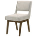 Pair of CoasterEveryday Galindo upholstered dining side chairs in light grey fabric with wooden legs, set of two.