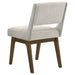 Set of two Galindo upholstered dining side chairs in light grey fabric with wooden legs, modern and comfortable furniture from CoasterEveryday.