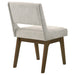 Set of two Galindo upholstered dining side chairs in light grey fabric with wooden legs, modern and comfortable for dining rooms.