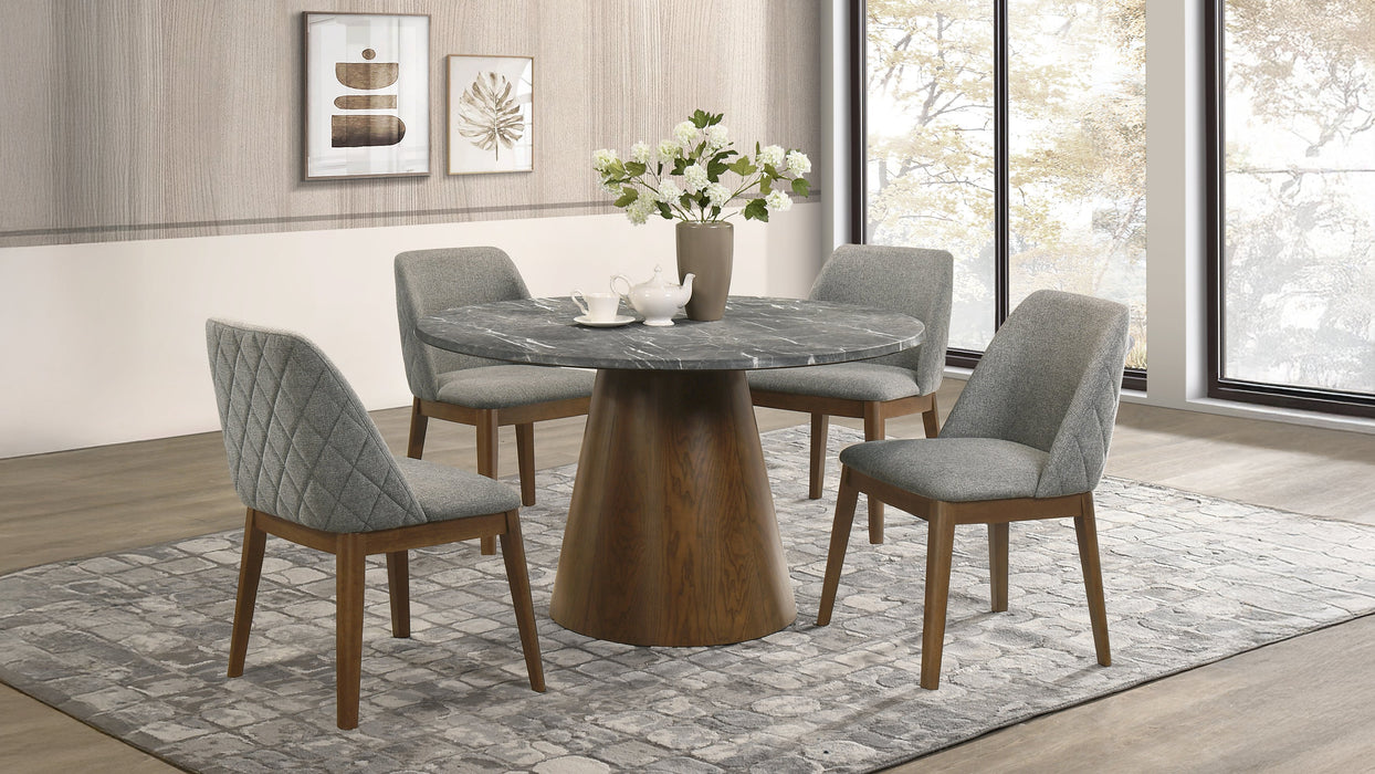 Franklin 5-piece 50-inch Round SmartTop™ Dining Table Set Grey and Dark Brown