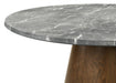 CoasterEveryday Franklin 50-inch round SmartTop™ dining table in grey and dark brown wood finish, modern furniture for dining room.