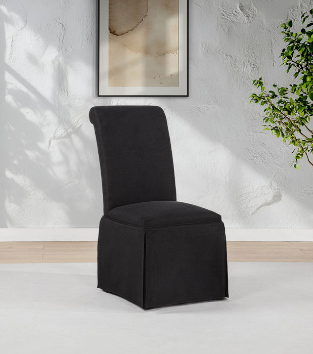 Shawna Upholstered Skirted Side Chair Black (Set of 2)
