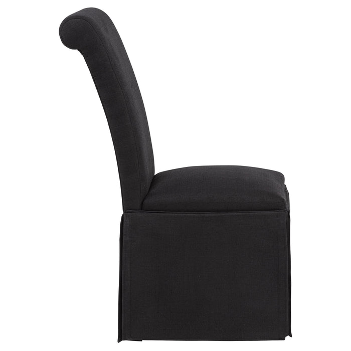 Shawna Upholstered Skirted Side Chair Black (Set of 2)