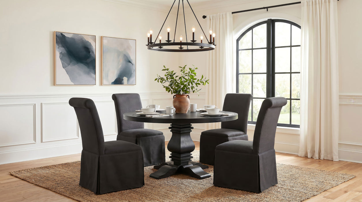 Shawna Upholstered Skirted Side Chair Black (Set of 2)