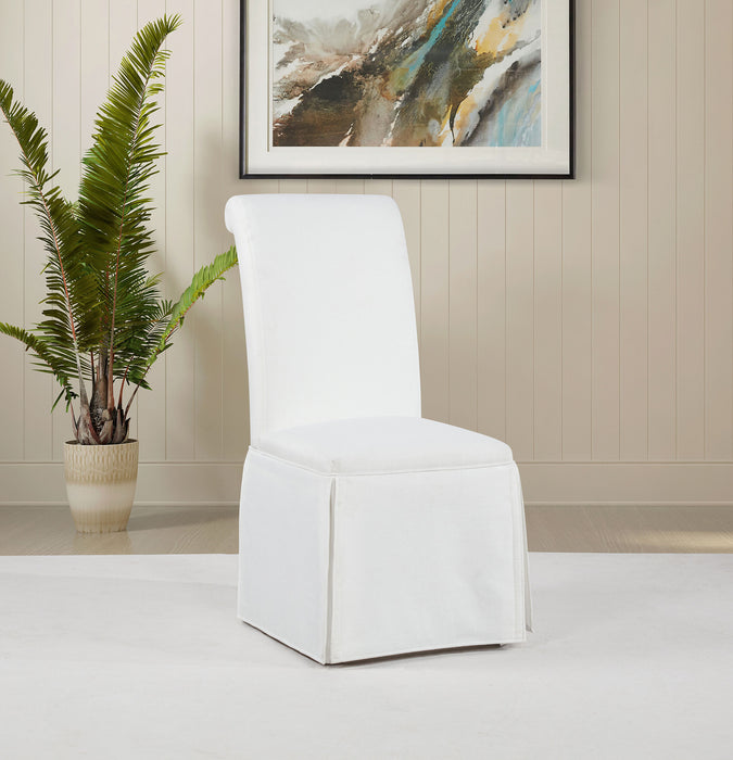 Shawna Upholstered Skirted Side Chair White (Set of 2)