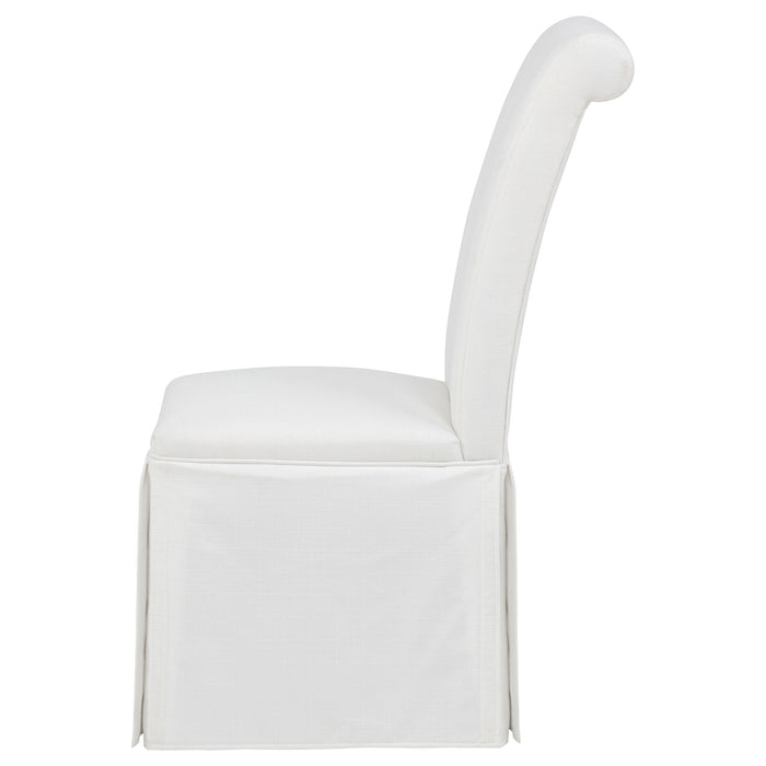 Shawna Upholstered Skirted Side Chair White (Set of 2)