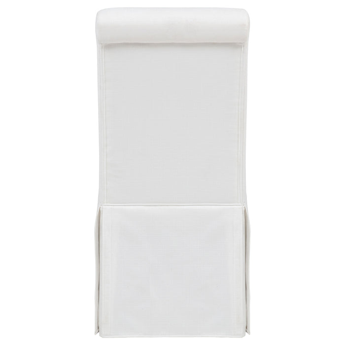 Shawna upholstered skirted side chair in white by CoasterEveryday, set of 2