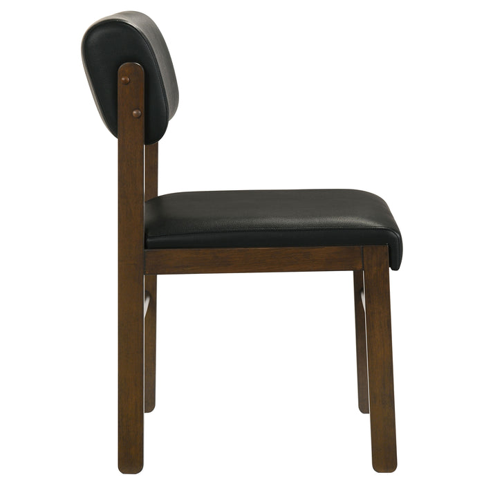 Kehoe Upholstered Dining Side Chair Black and Walnut (Set of 2)