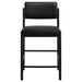 Pair of black CoasterEveryday Kehoe upholstered counter height chairs with padded seats and backrests, set of two, in a modern furniture style.