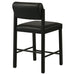 Set of two black Kehoe upholstered counter height chairs by CoasterEveryday, featuring cushioned seats and wooden legs.
