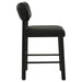 Pair of black CoasterEveryday Kehoe upholstered counter height chairs with padded seats and sleek design, set of two.