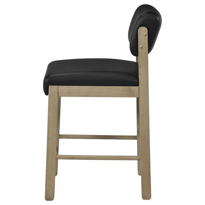 Kehoe Upholstered Counter Height Chair Black and Natural Oak (Set of 2)