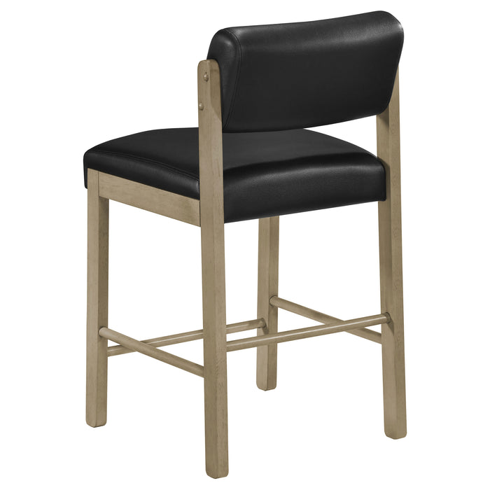 Kehoe Upholstered Counter Height Chair Black and Natural Oak (Set of 2)