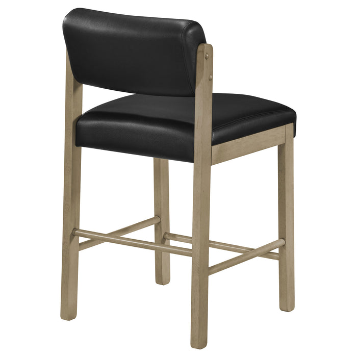 Kehoe Upholstered Counter Height Chair Black and Natural Oak (Set of 2)