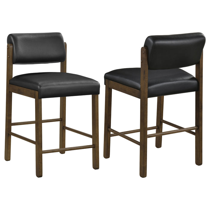 Kehoe Upholstered Counter Height Chair Black and Walnut (Set of 2)