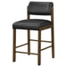 Set of two CoasterEveryday black and walnut upholstered counter height chairs with padded seats and backrests.
