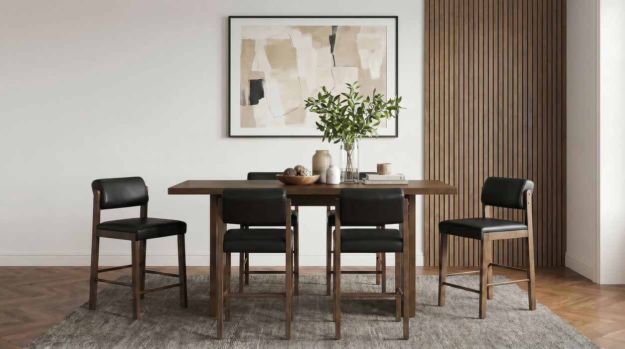 Kehoe Upholstered Counter Height Chair Black and Walnut (Set of 2)