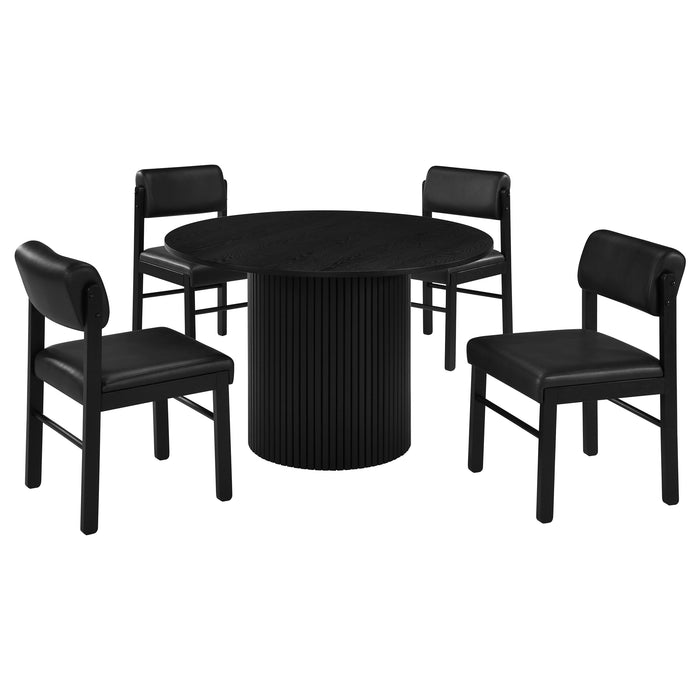 Hamlyn 5-piece Round Wood Dining Set Black